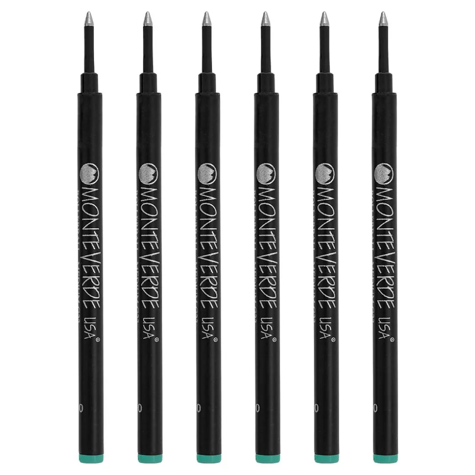 Monteverde® Medium Rollerball Refill For Most Rollerball Pens, 6/Pack, Turquoise