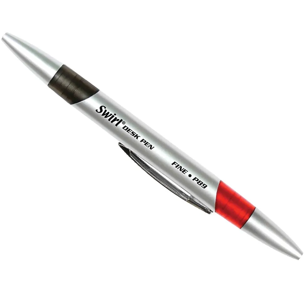 Moon Products Retractable Swirl Desk Pens, Fine Point, Red/Black Ink, 12/Pack, 2 Packs (JRMP89-2)