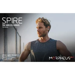 Morpheus 360 Spire Wireless Earbuds, Bluetooth, Slate Gray (TW1500G)