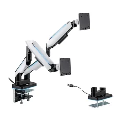 Mount-It! Adjustable Dual Monitor Arm, Up to 35" Monitor, Grayish White/Matte Black (MI-4882)