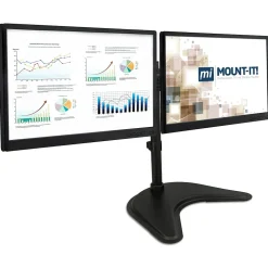 Mount-It! Adjustable Dual Monitor Freestanding Desk Stand, Up to 27", Black (MI-1781)
