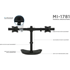 Mount-It! Adjustable Dual Monitor Freestanding Desk Stand, Up to 27
