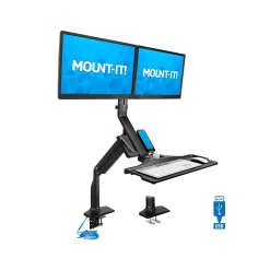 Mount-It! Adjustable Dual-Monitor Mount, Up to 27", Black (MI-7984)