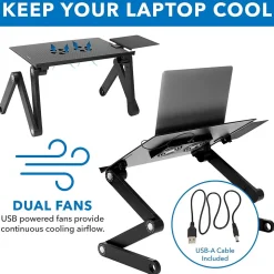 Mount-It! Adjustable Laptop Stand with Cooling Fans and Mouse Pad (MI-7211)
