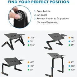 Mount-It! Adjustable Laptop Stand with Cooling Fans and Mouse Pad (MI-7211)