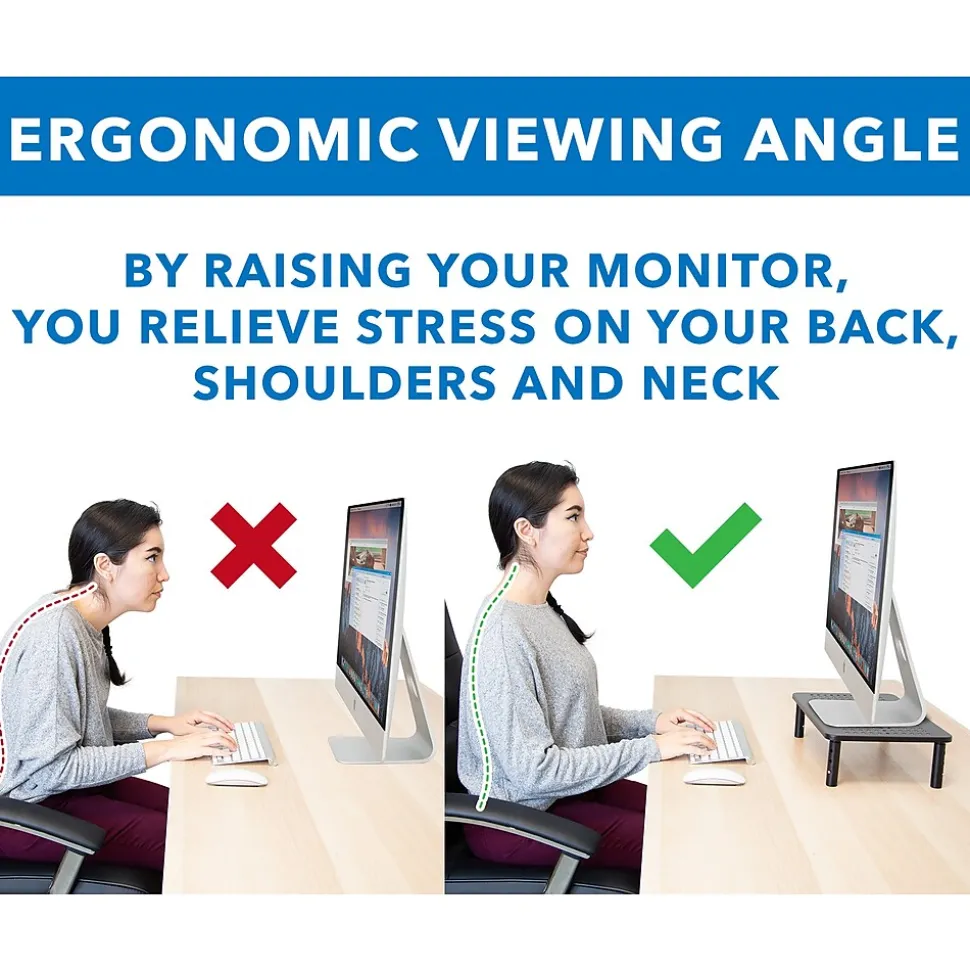 Mount-It! Adjustable Monitor Stand, Up to 32" Monitor, Gray, 2/Pack (MI-7364)