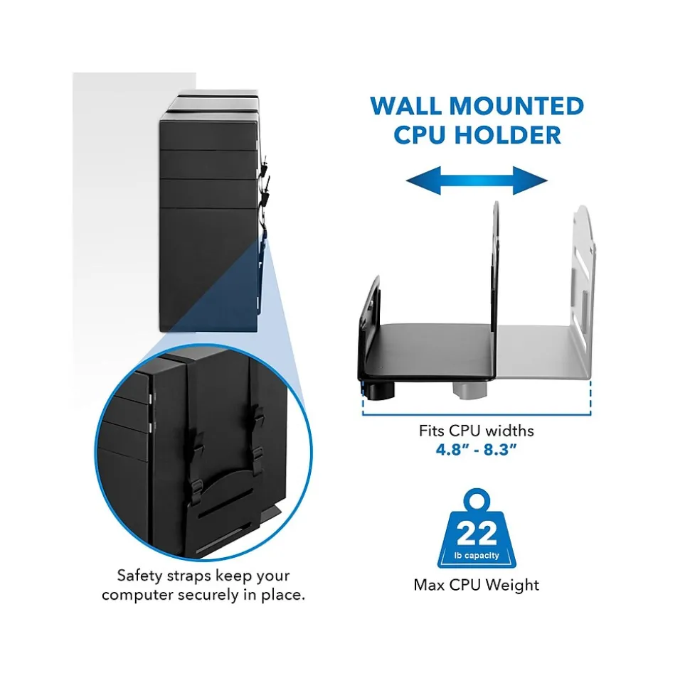 Mount-It! Adjustable Monitor Wall Mount Workstation, Up to 32", Black (MI-7991)
