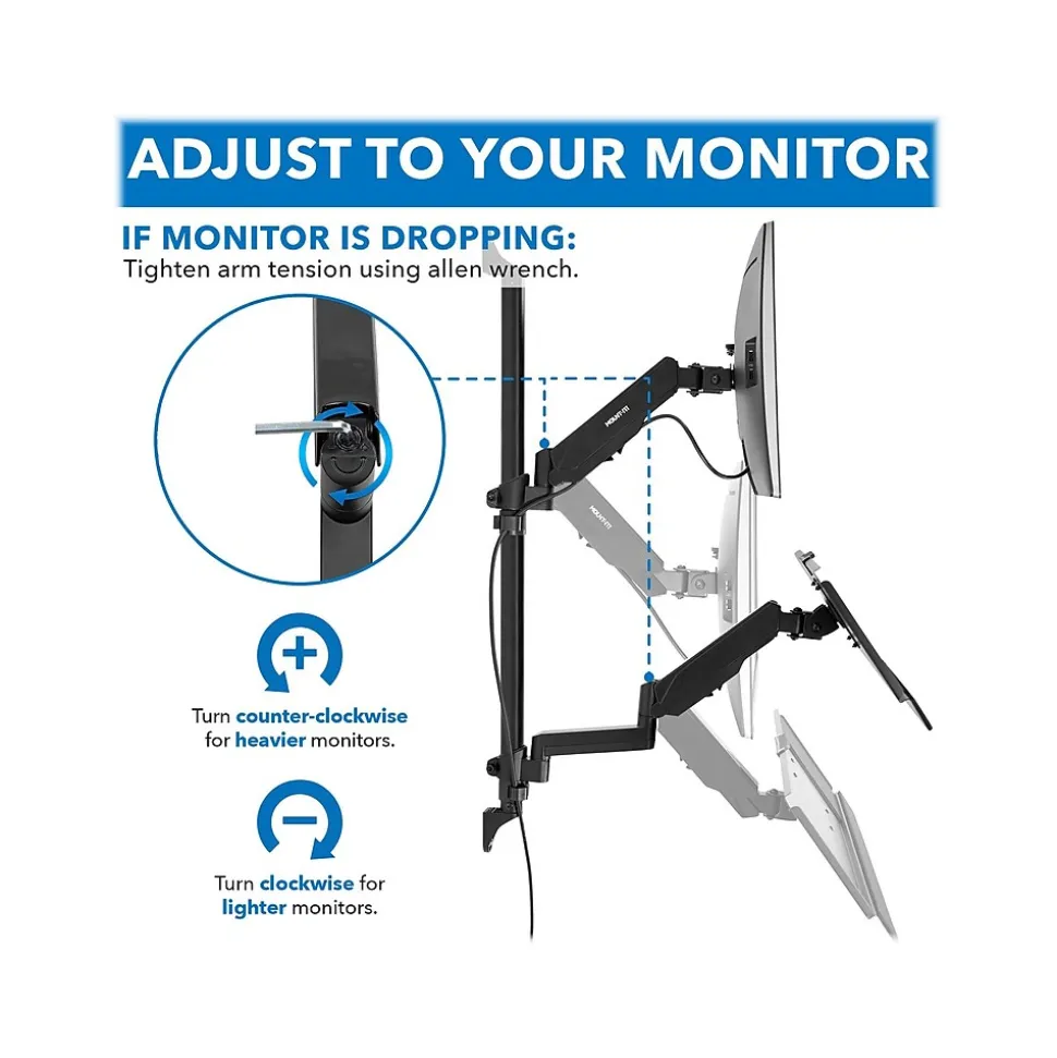 Mount-It! Adjustable Monitor Wall Mount Workstation, Up to 32", Black (MI-7991)