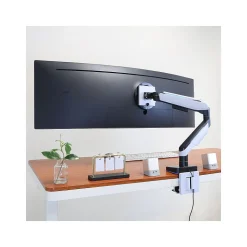 Mount-It! Adjustable Monitor Arm, Up to 49" Monitor, Grayish White/Matte Black (MI-4881)