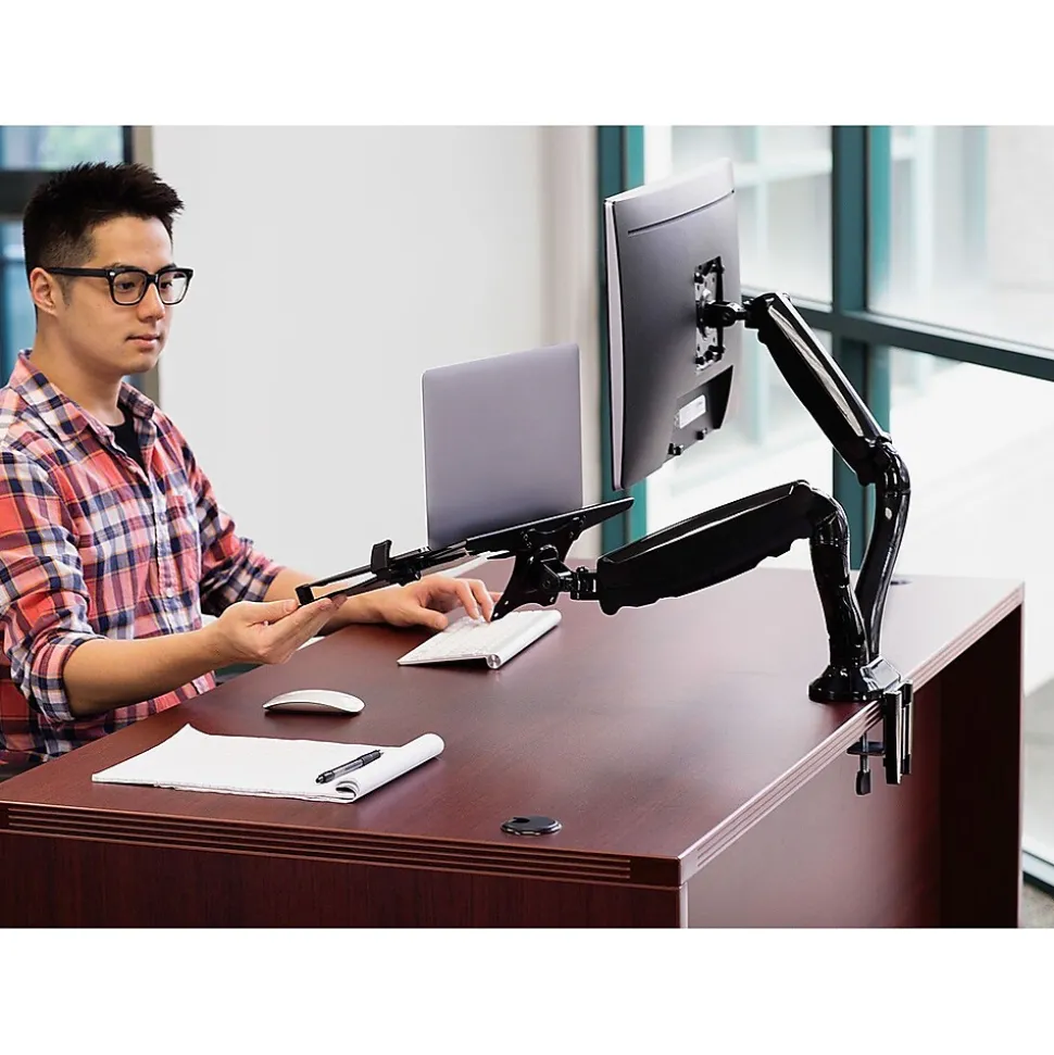 Mount-It! Adjustable Mounts, Up to 27" Monitor, Black (MI-6352LTMN)