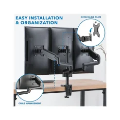 Mount-It! Adjustable Triple Monitor Mount with Gas Spring Arms, Up to 27