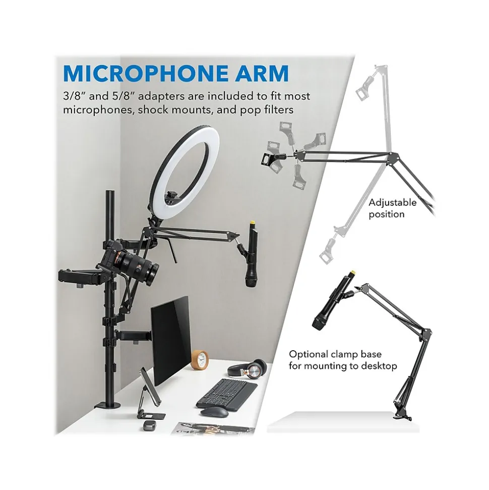 Mount-It! All-in-One Adjustable Studio Camera Setup Dual Mount, Up to 32", Black (MI-482)