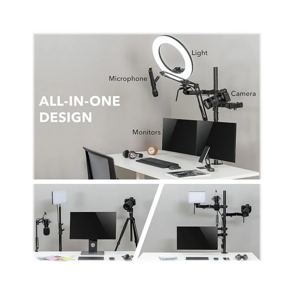 Mount-It! All-in-One Adjustable Studio Camera Setup Dual Mount, Up to 32", Black (MI-482)