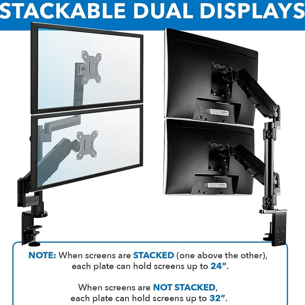 Mount-It! Dual Monitor Arm Desk Mount for 19" to 32" Monitors, Black (MI-4762)
