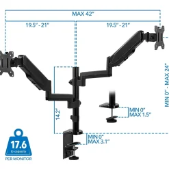 Mount-It! Dual Monitor Arm Desk Mount for 19