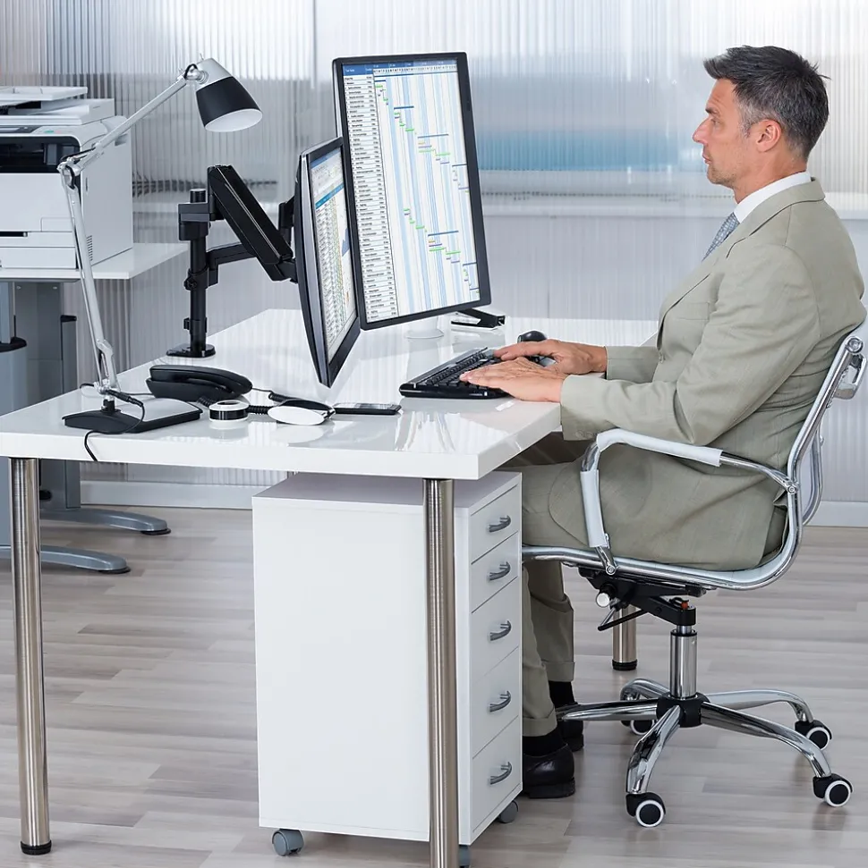 Mount-It! Dual Monitor Arm Desk Mount for 19" to 32" Monitors, Black (MI-4762)