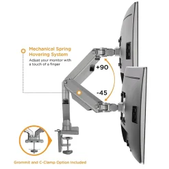 Mount-It! Dual Monitor Mount Arm with 2 USB Ports (MI-2762)