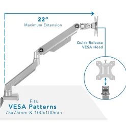 Mount-It! Dual Monitor Mount Arm with 2 USB Ports (MI-2762)