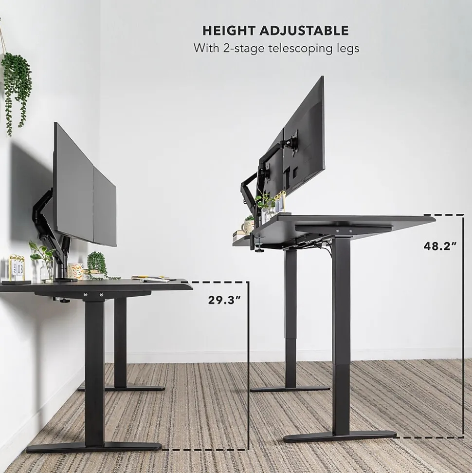 Mount-It! Dual Motor 60"W Electric Adjustable Standing Desk, Black (MI-18121)
