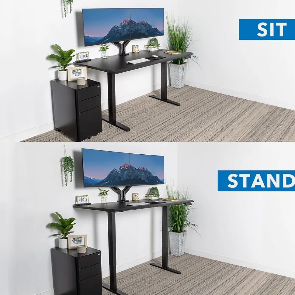 Mount-It! Dual Motor 60"W Electric Adjustable Standing Desk, Black (MI-18121)