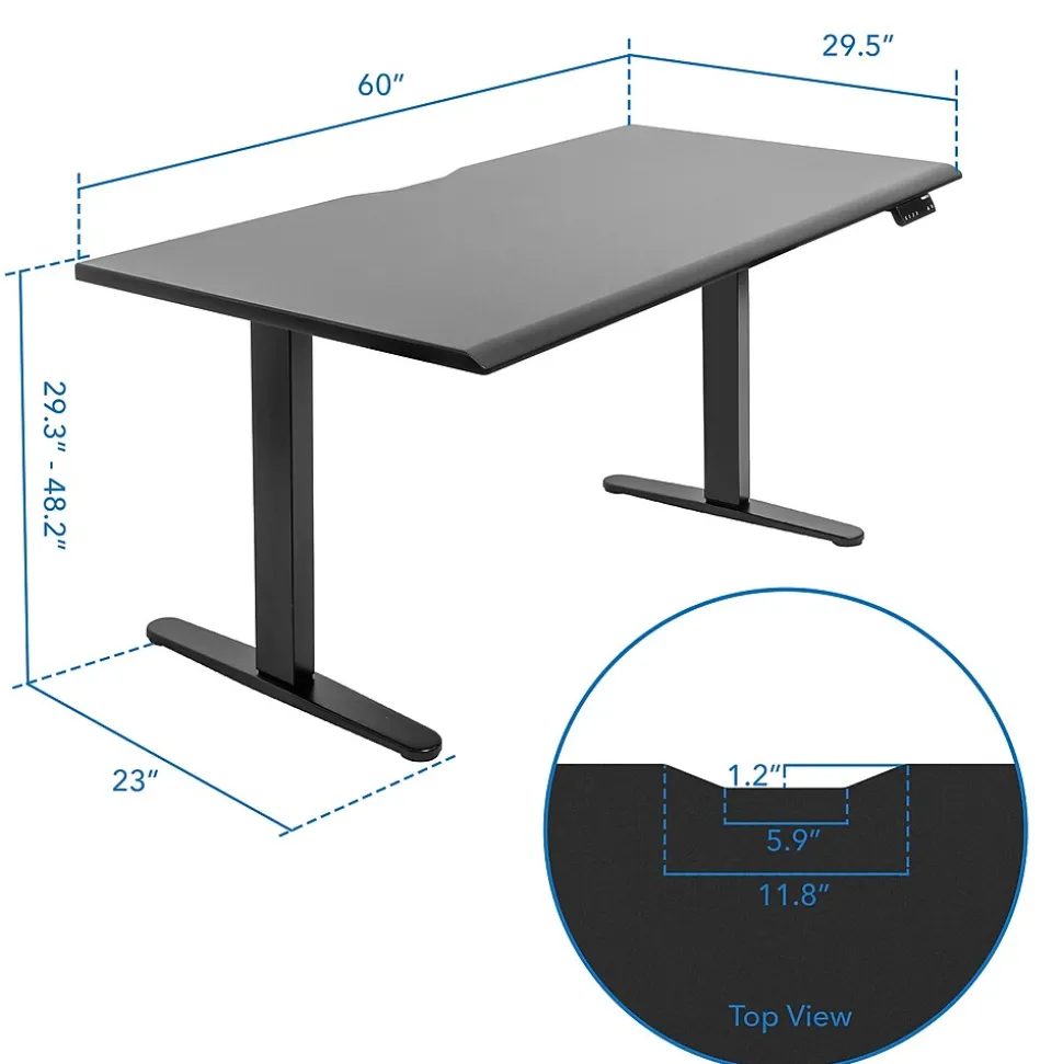 Mount-It! Dual Motor 60"W Electric Adjustable Standing Desk, Black (MI-18121)