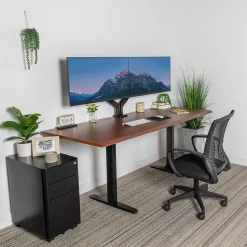 Mount-It! Dual Motor 72"W Electric Adjustable Standing Desk, Black/Hazelnut Brown (MI-18126)