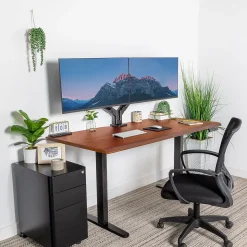 Mount-It! Dual Motor 60"W Electric Adjustable Standing Desk, Black/Hazelnut Brown (MI-18125)