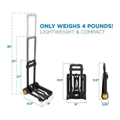Mount-It! Folding Luggage Cart and Dolly, 77 lb. Capacity, Black/Yellow (MI-912)