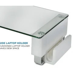 Mount-It! Glass Computer Monitor Stand with Brushed Aluminum Legs, 66 lbs. Capacity (MI-7264)