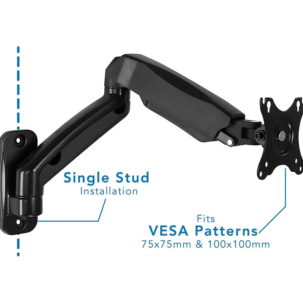 Mount-It! Height Adjustable Monitor Wall Mount Arm for 13" to 32" Monitors, Black (MI-765)