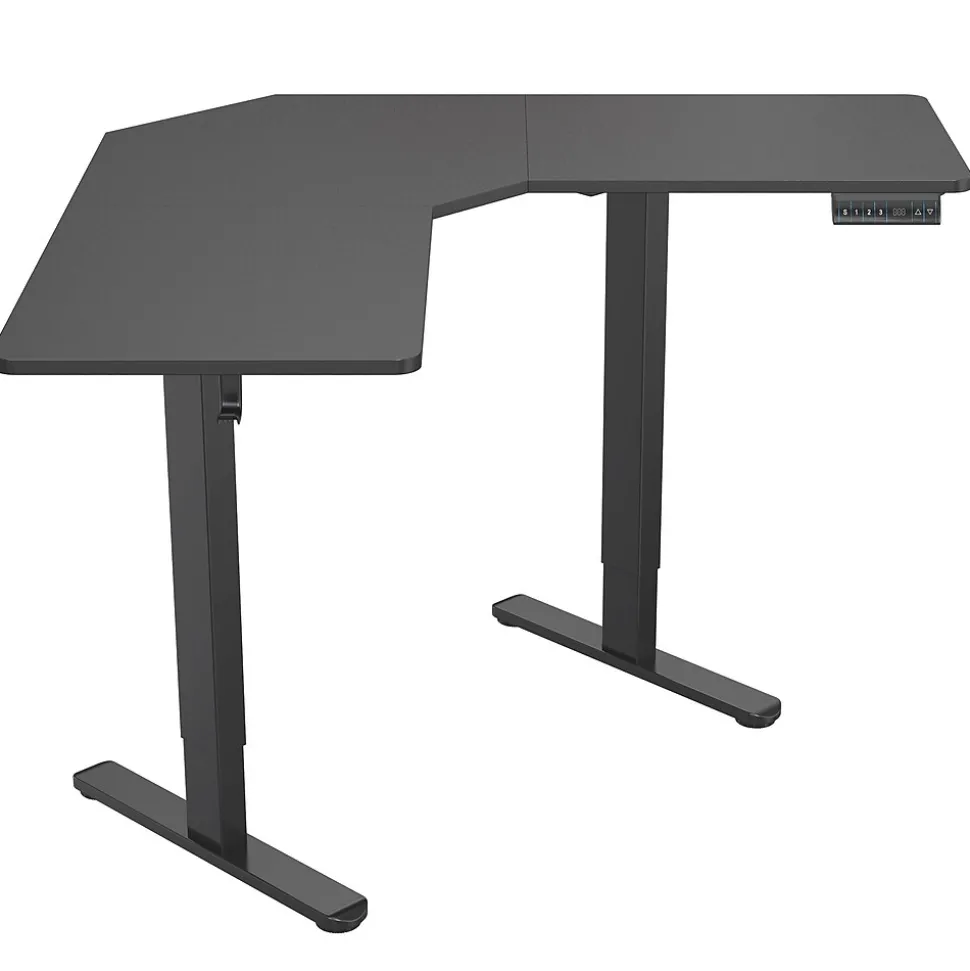 Mount-It! MI-15003 47"W L-Shaped Adjustable Particle Board Standing Desk, Black (MI-15003)