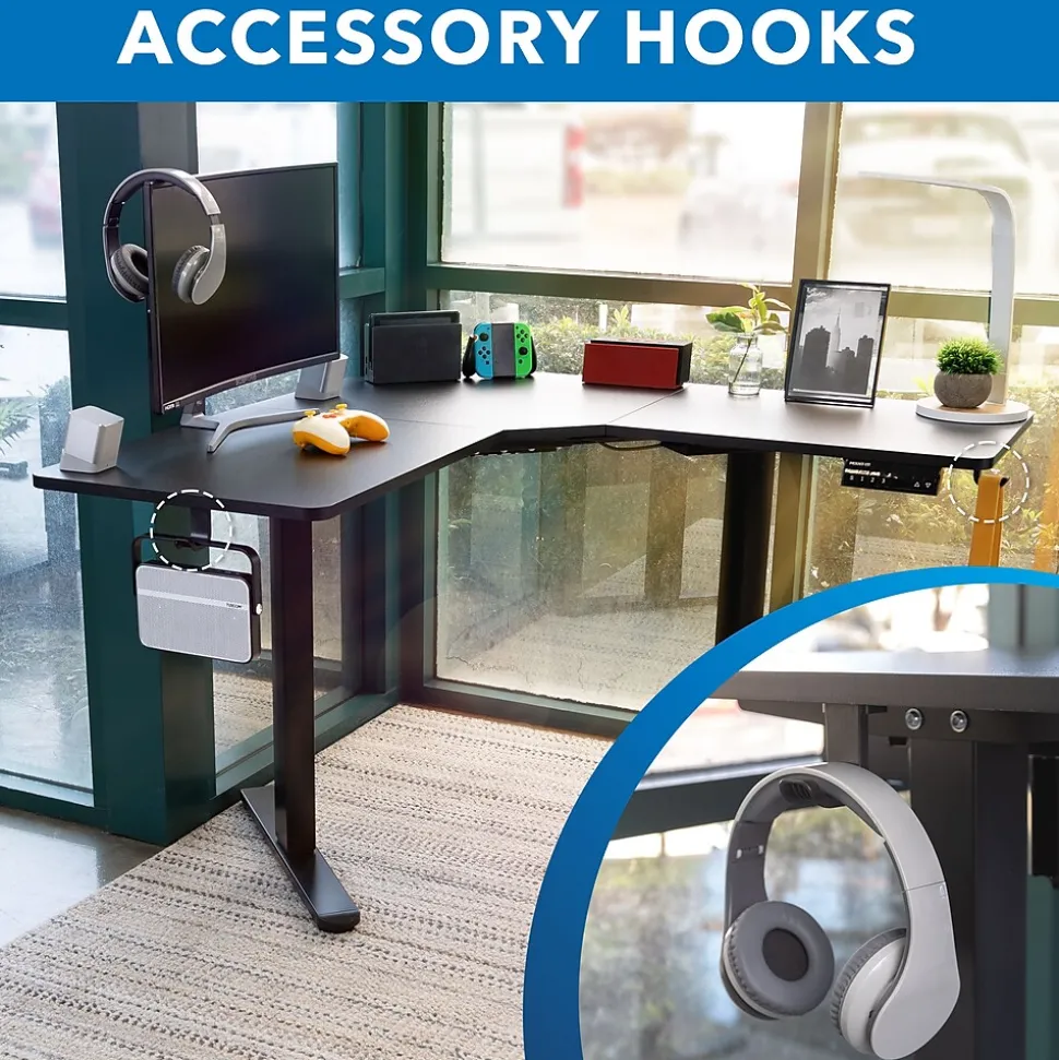 Mount-It! MI-15003 47"W L-Shaped Adjustable Particle Board Standing Desk, Black (MI-15003)