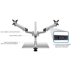 Mount-It! Modular Desk Mount Adjustable Monitor Arm, Up to 24" Monitors, Gray/Silver (MI-45111)