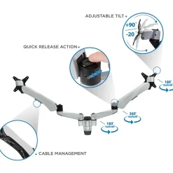 Mount-It! Modular Dual Adjustable Monitor Arms, Up to 30