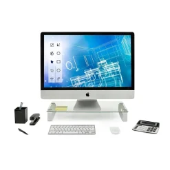 Mount-It! Monitor Stand, Clear/Silver (MI-7262-DS)