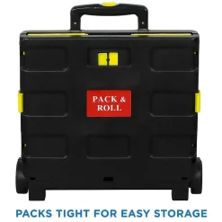 Mount-It! Rolling Utility Cart, Folding and Collapsible, 55 lbs., Black/Yellow (MI-904)