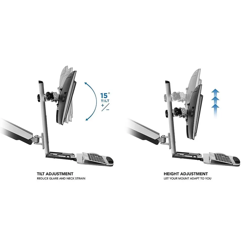 Mount-It! Sit Stand Desk Mount Workstation, Dual Monitor Standing Desk Converter, Full Motion Arm, Height Adjustable (MI-7904)