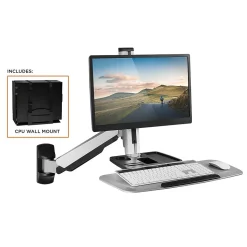Mount-It! Sit Stand Wall Mount Workstation, Articulating Standing Desk for a Single Monitor, Floating Keyboard Tray (MI-7905)
