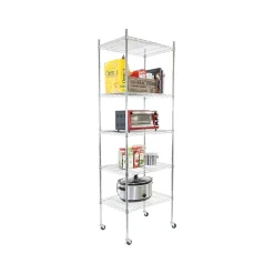 Mount-It! 5-Tier Metal Shelving Unit with Wheels, 24