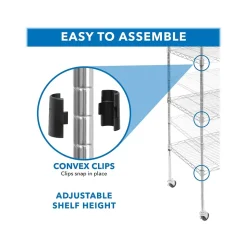 Mount-It! 5-Tier Metal Shelving Unit with Wheels, 24