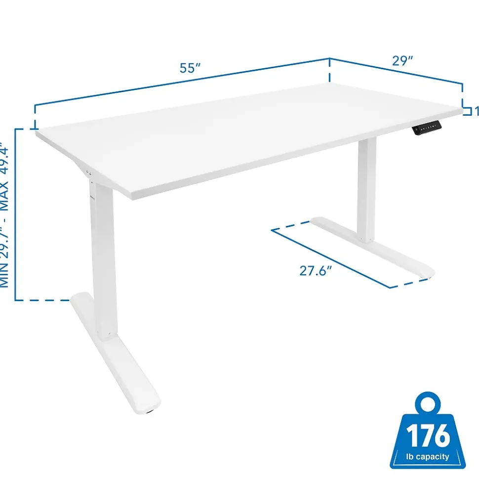 Mount-It! 55"W Electric Adjustable Standing Desk, White (MI-18061)