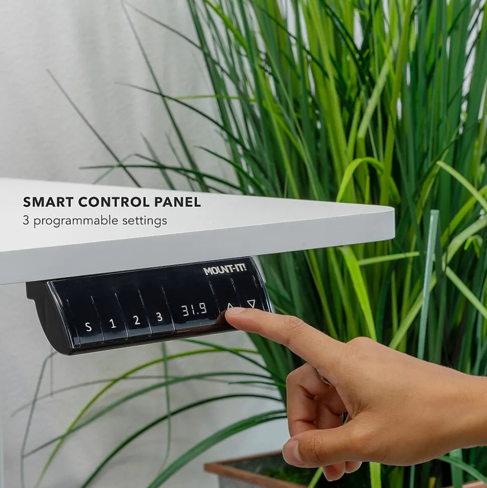 Mount-It! 63"W Electric L-Shaped Corner Adjustable Standing Desk, White/White (MI-15011)