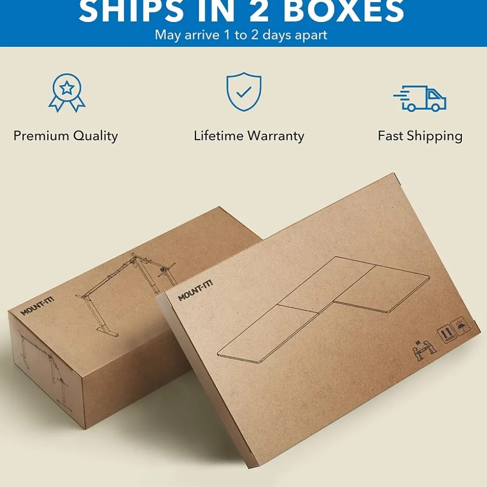 Mount-It! 63"W Electric L-Shaped Corner Adjustable Standing Desk, White/White (MI-15011)