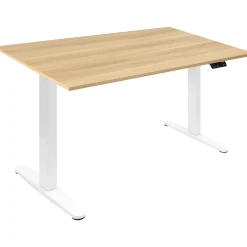 Mount-It! 55"W Electric Rectangular Adjustable Standing Desk, Maple/White (MI-18097)