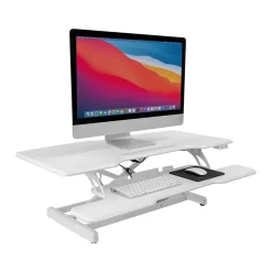 Mount-It! 38"W Electric Rectangular Adjustable Standing Desk Converter, White (MI-8012)