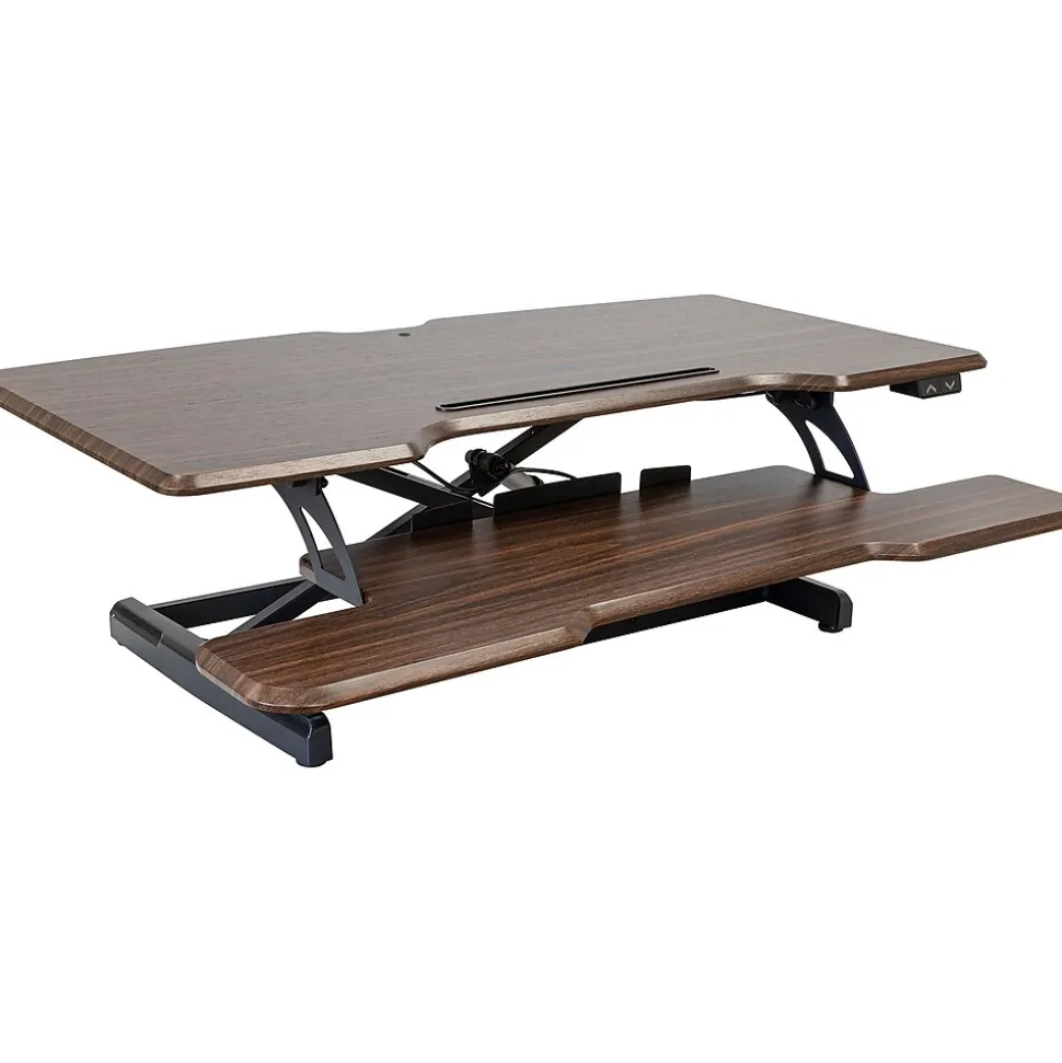 Mount-It! 38"W Electric Rectangular Adjustable Standing Desk Converter, Dark Walnut (MI-8011)