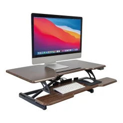Mount-It! 38"W Electric Rectangular Adjustable Standing Desk Converter, Dark Walnut (MI-8011)