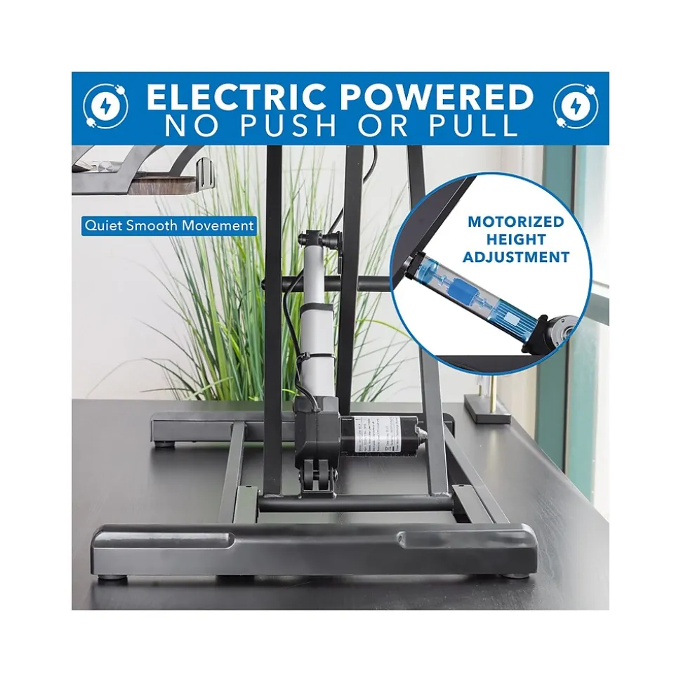 Mount-It! 38"W Electric Rectangular Adjustable Standing Desk Converter, Dark Walnut (MI-8011)