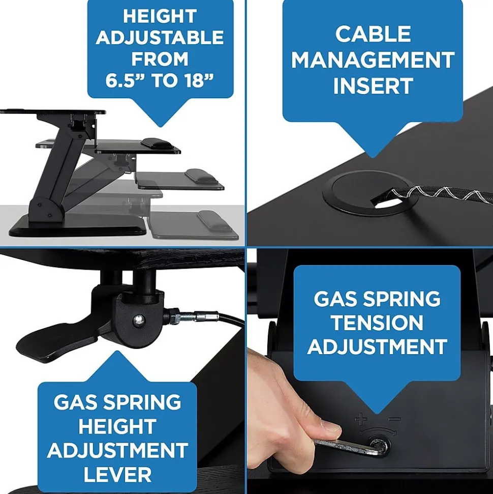 Mount-It! 23"W Manual Adjustable Standing Desk Converter, Black (MI-7916)