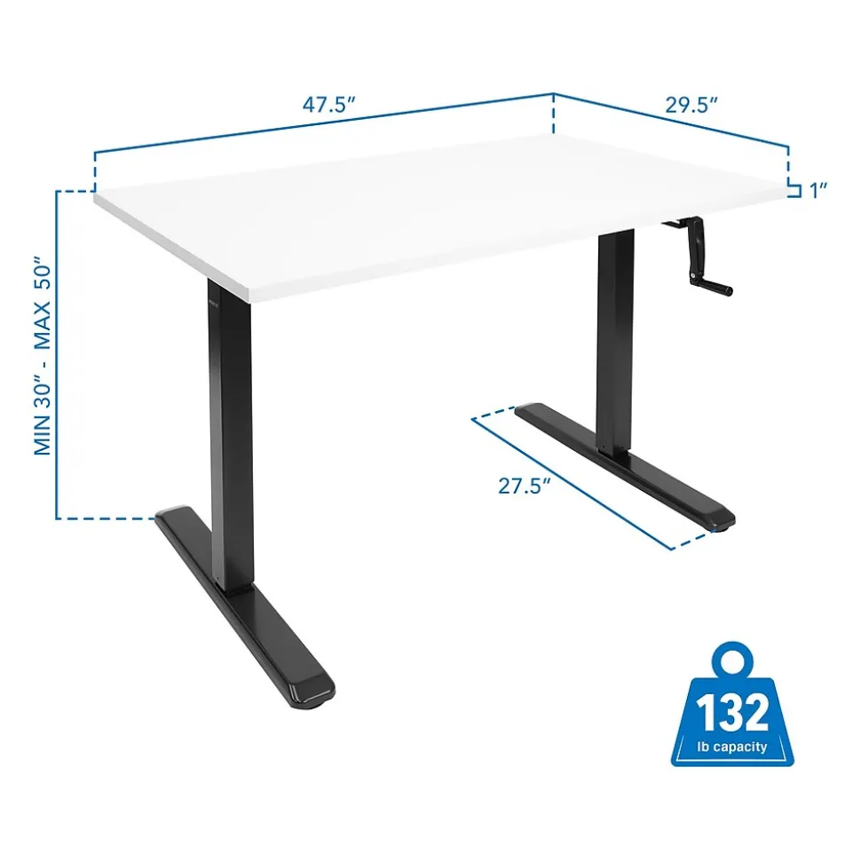 Mount-It! 48"W Manual Adjustable Standing Desk, White/Black (MI-18069)